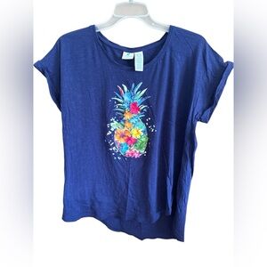 CARIBBEAN JOE Navy Blue Pineapple Tee size x large